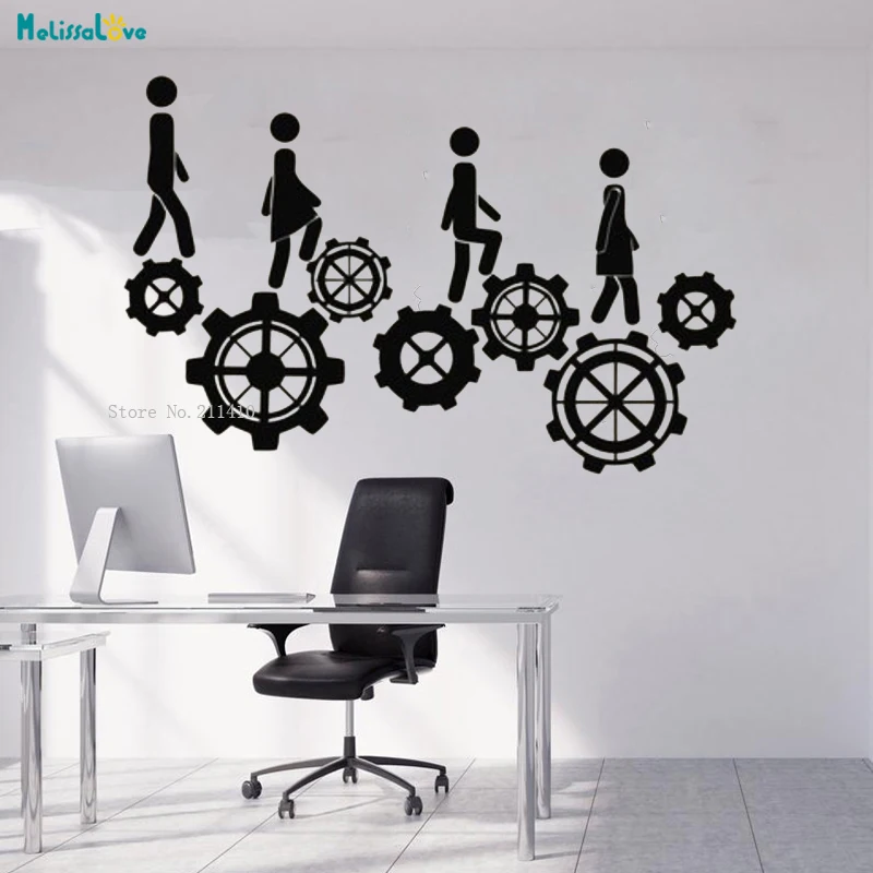 Multiple Gear Pattern Teamwork Word Office Wall Sticker Decals Inspirational New Simple Home Decor Vinyl Art Murals YT1266