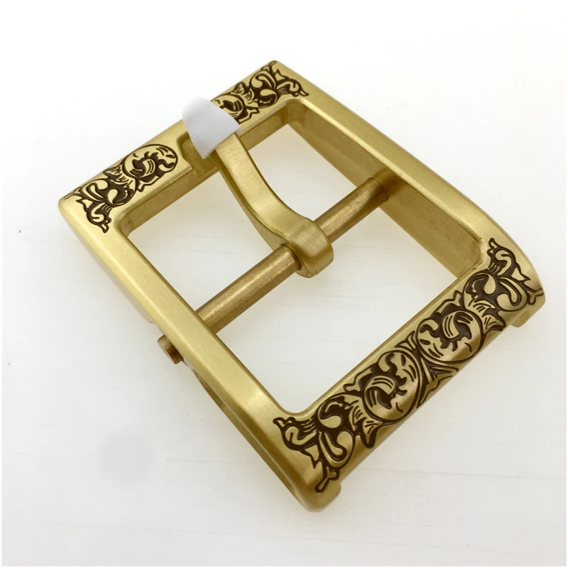 DIY leather craft tri-glide solid brass carved pattern pin buckle 4.0cm inner width