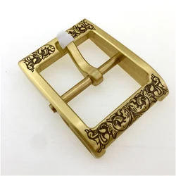 DIY leather craft tri-glide solid brass carved pattern pin buckle 4.0cm inner width