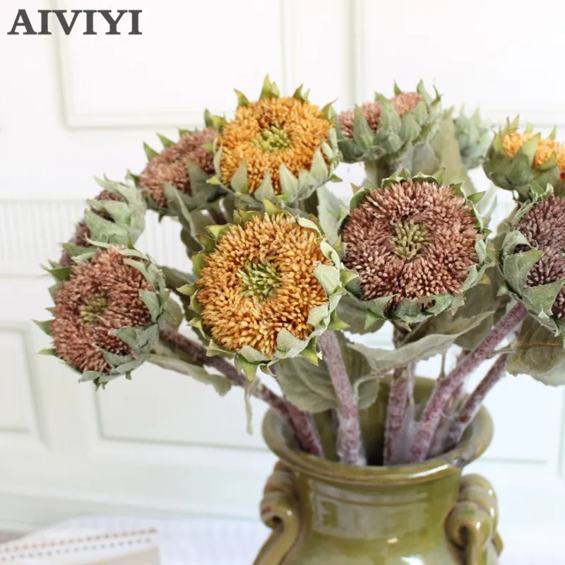 Foreign trade excellent products high-end artificial flowers 3 leaves sunflower silk fake flowers wedding family office party d