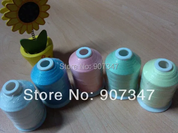 Free shipping Glow in the dark embroidery thread yellow color 100% nylon 120D/2, 1000M