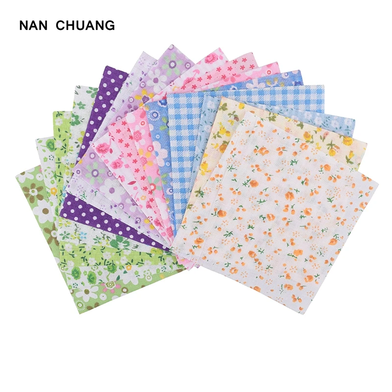 NanChuang Random Color Thin Cotton Fabric Printed Patchwork Bundle For Sewing Fat Scrapbooking Pattern 10x10cm 80Pieces/Lot