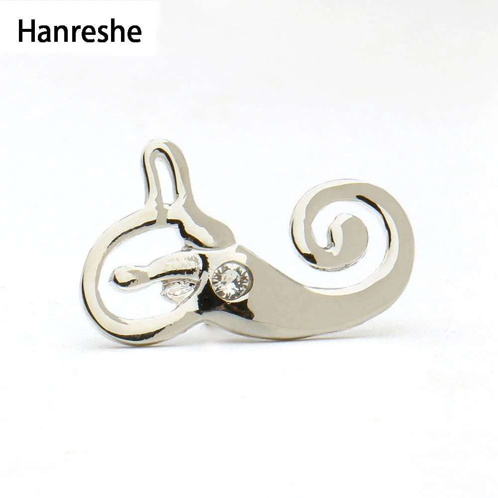 Hanreshe Anatomical Inner Ear Pin Anatomy Gold Color Rose Gold Pin Love Gift for Medical Jewelry Student/Doctor/Nurse Brooch