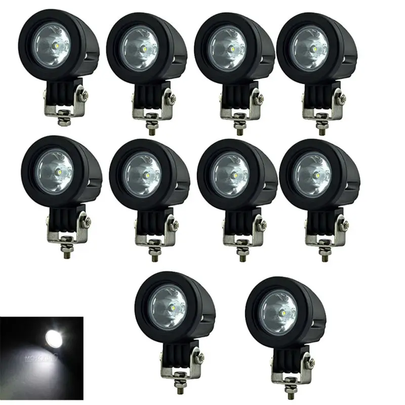 10pcs 10W Motorcycle Led Headlight Car Work Light Square/Round Offroad Lights Spot/flood 12v 4x4 ATV SUV Motor Fog Driving Lamp