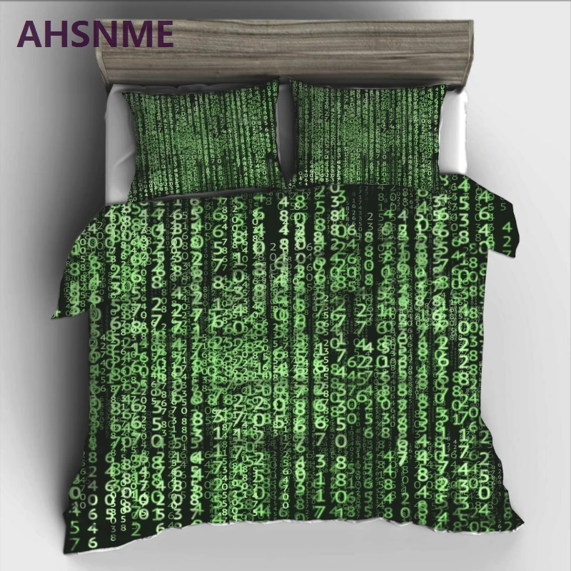 AHSNME Movie The Matrix Digital Password Bedding Set High-definition Print Quilt Cover for RU AU EU King Double Size Market