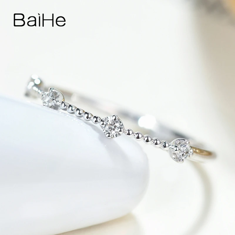 BAIHE Solid 14K Yellow Gold H/SI Natural Diamond Ring Women Men Wedding Fine Jewelry Making mowhiti taimana cincin berlian