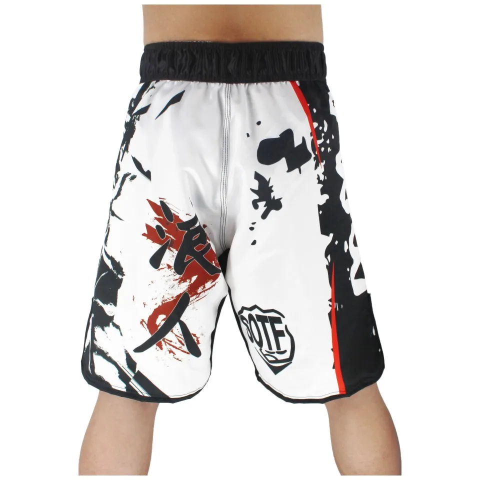 SOTF-pantalones cortos deportivos de combate ninja, ropa de boxeo tailandesa, pantalones cortos negros de cintura elástica, Bushido, fierce, Tiger,