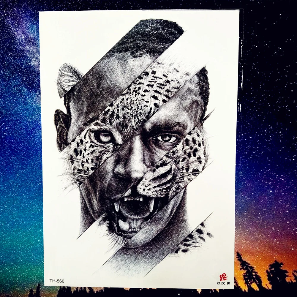 REJASKI Totem Mechanical Arm Temporary Tattoo Sticker  Wolf Leopard Wing Knight  Body Art Arm Fake Tatoo Waterproof Tattoos Men