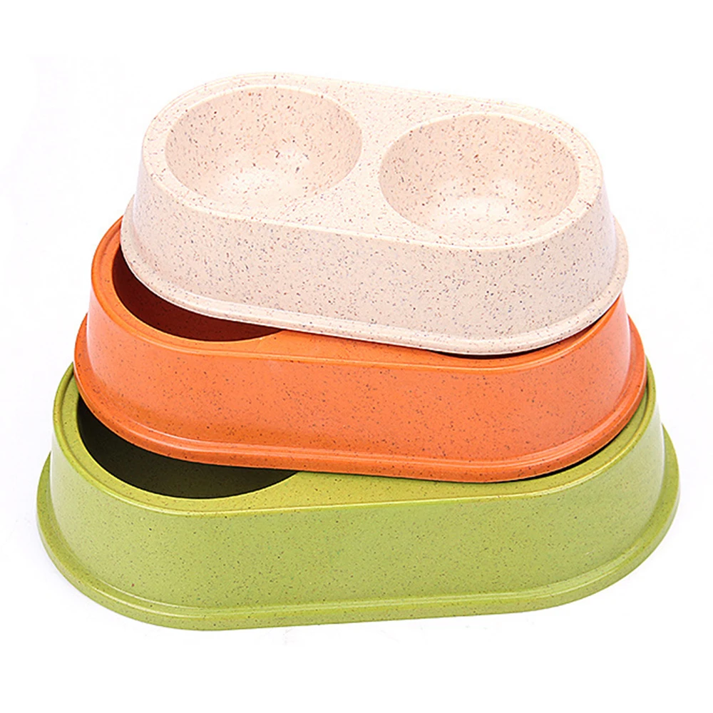 

Solid Pet Bowl Dog Tableware Cat Food Bowls Pets Water Bowl Round Pet Dogs Bowls Eco-friendly Bamboo Fiber Double Cat Hollowware