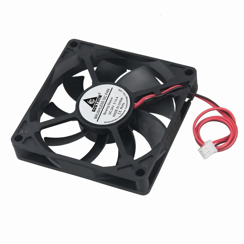 Gdstime 5 Stuks 80x80x15mm 2Pin DC 24 V Cooling Fan 80mm x 15mm twee Draden 8015 PC CPU Motor Borstelloze Cooler 8 cm