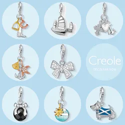Lucky Boot Sailboat Faith Hope Love Ocean Bow Globe Dog Charm Pendant,2019 Vintage New Summer Jewelry 925 Sterling Silver Gift