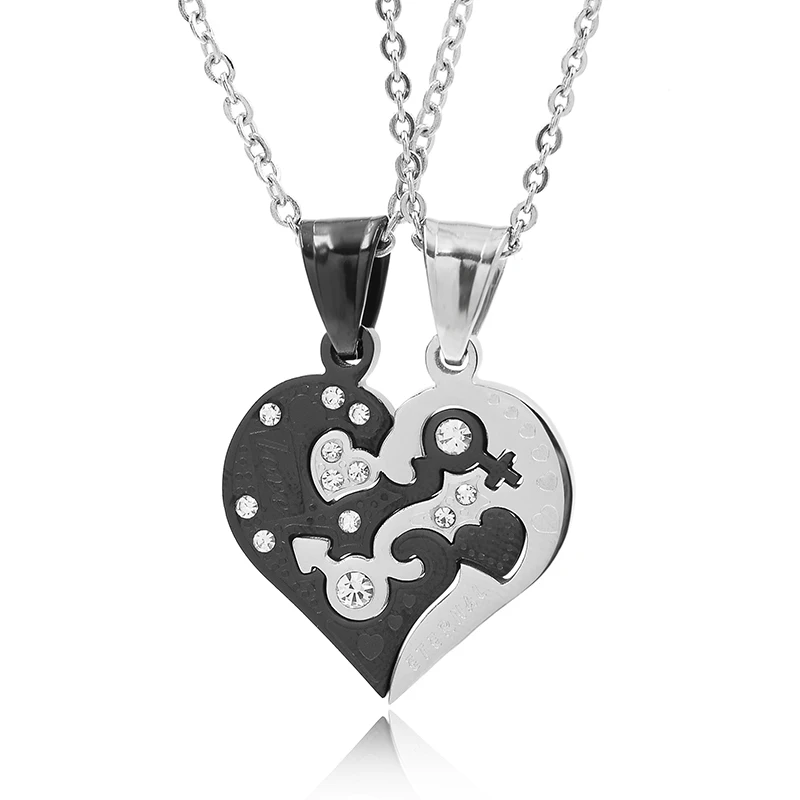 CHIMDOU Couples Jewelry Heart Necklaces Charm Men Women Couple Necklace Stainless Steel LOVE ETERNAL Pendants Necklaces