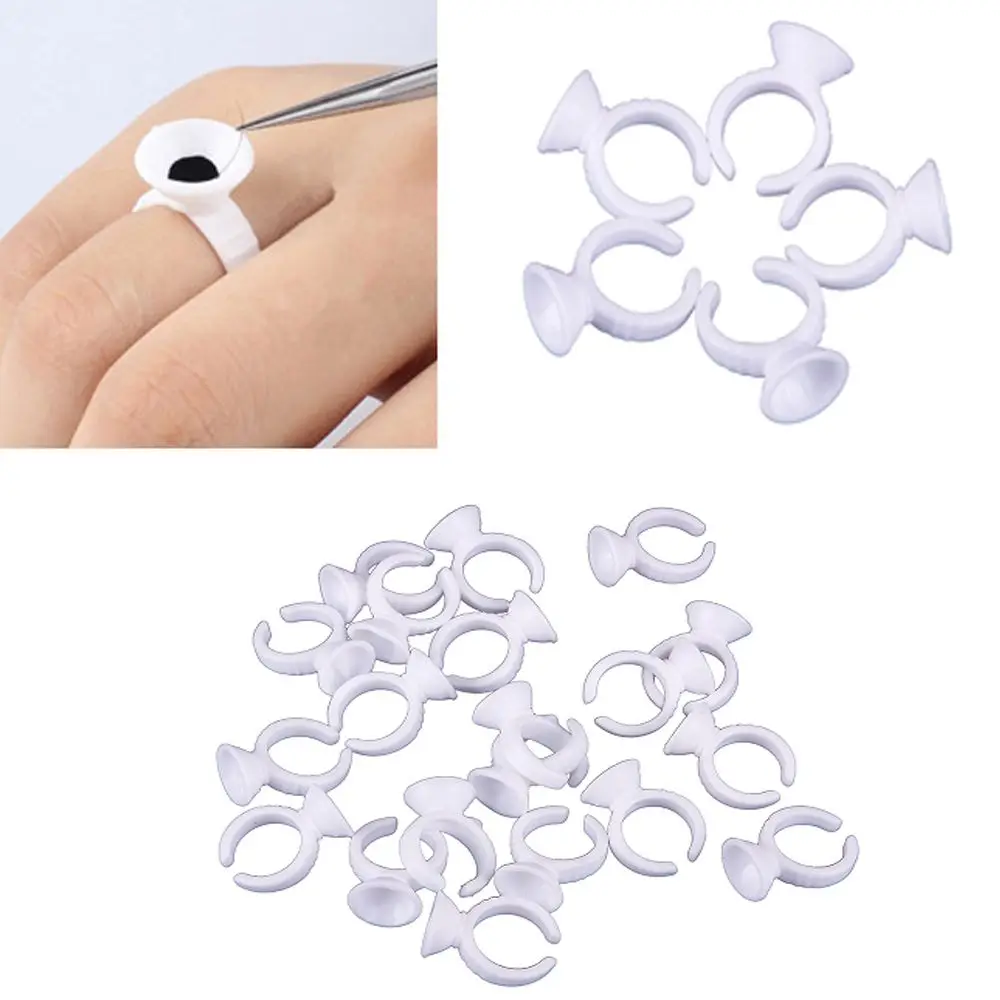 50Pcs Eyelash Extension Glue Rings Adhesive Eyelash Pallet Eyelash Extension Glue Holder for Eyelashes Extension Tattoo Pigment