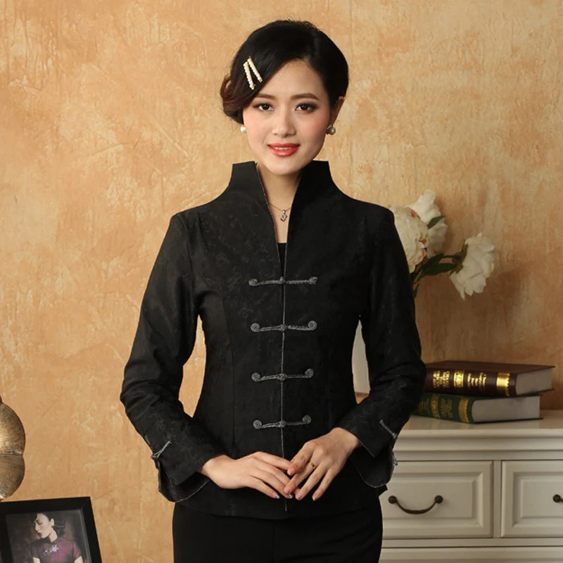 

New Fashion Chinese tradition Tang suit Women Jacket Coat Outerwear Long Sleeves Black Size: M,L,XL,XXL,XXXL MNY0220