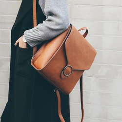 Sac à dos vintage en cuir PU pour femme, cartable pour adolescente, livres de voyage, sac à dos initié