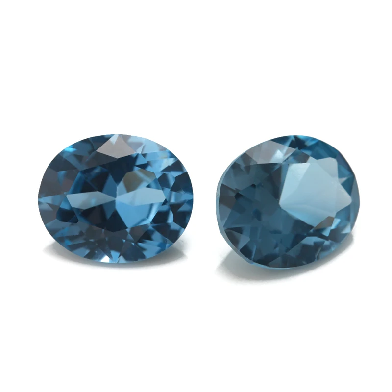 Oval geschliffene, synthetische Spinell-Blau-Steine in verschiedenen Größen (3x5mm bis 10x12mm) für die Schmuckherstellung, einschließlich der Größen 106, 109, 112, 113, 114, 120. – Detail 4