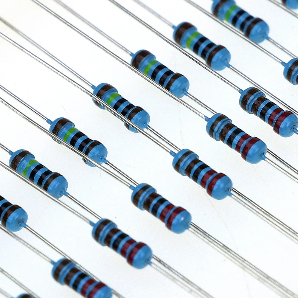 100PCS/Set 1/4W Resistance 1% Metal Film Resistor Pack Assorted Kit 1K 2K 4.7K 10K 100K 220K 220ohm 330ohm 680ohm 1M Resistors