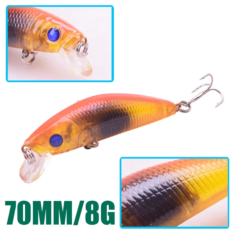 Proleurre Fishing Lures 7cm 8g Minnows Artificial Crank Lure Wobbler Bass Laser Fish Suspension  Swim Bait Fishing tackle PR-202