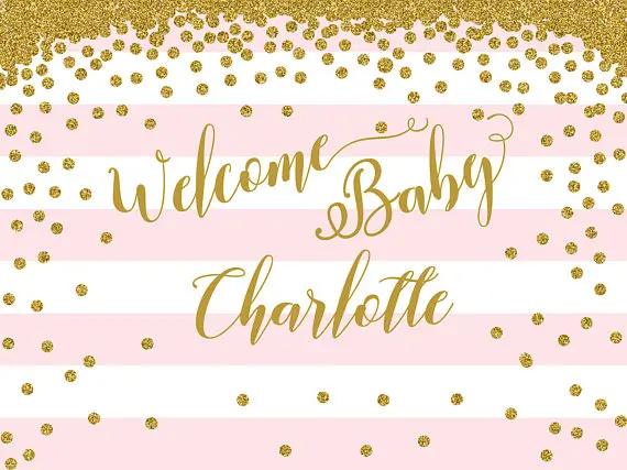 

custom Pink White Gold Stripes background High quality Computer print birthday backdrop