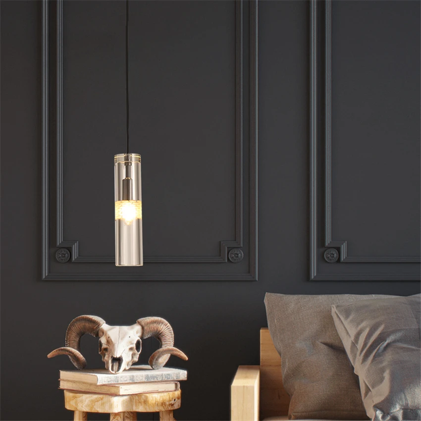 Luxury Post Modern Pendant Lights All Copper K9 Crystal Living Room Bar Restaurant Bedroom Study Single-headed Hanging Lamps