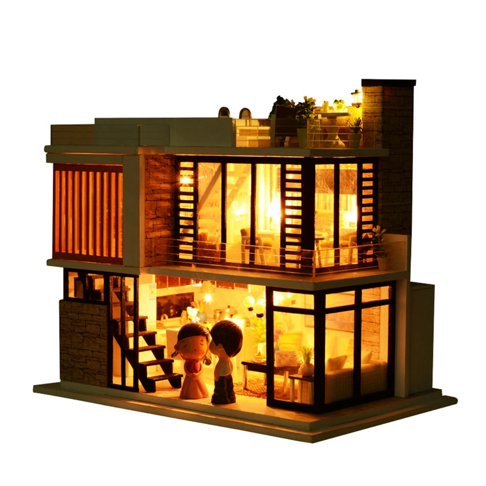 Doll House Wooden Furniture Diy House Miniature Box Puzzle Assemble 3D Miniaturas Dollhouse Kits Toys For Children Birthday Gift image 5