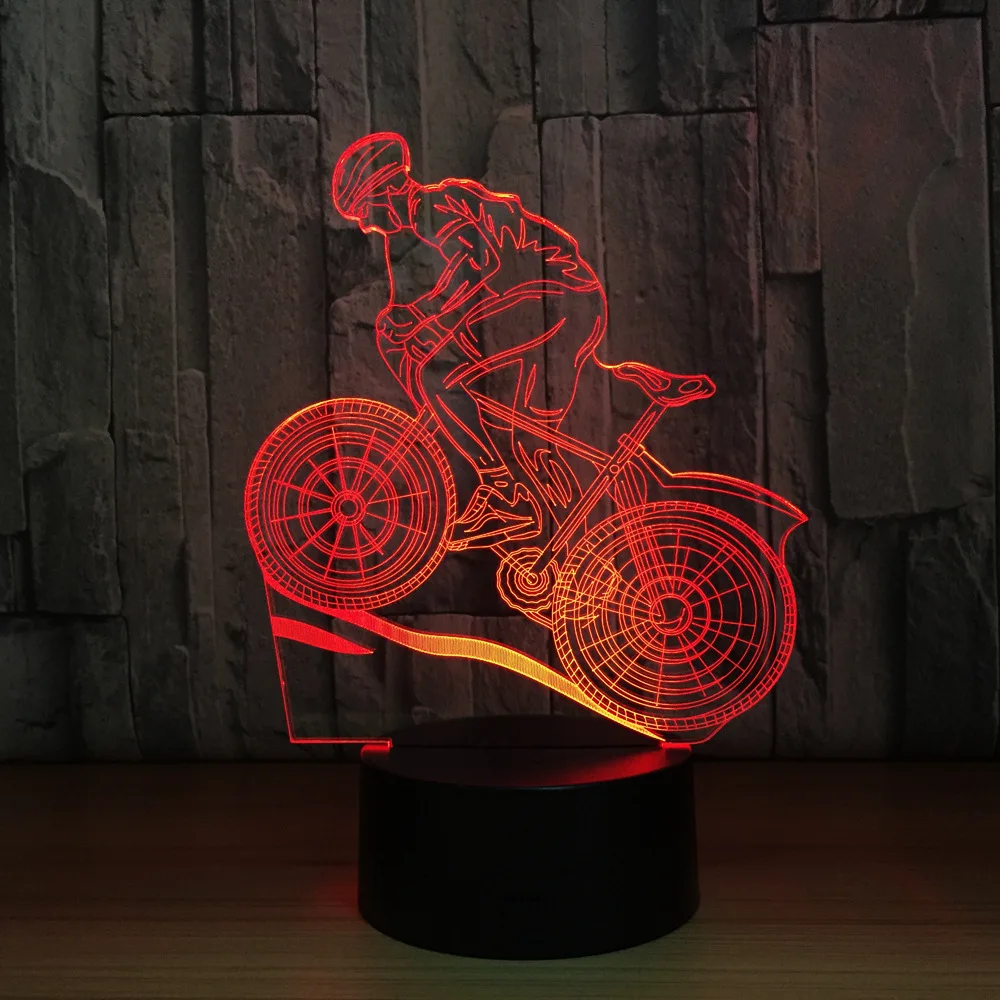 7 Colors Lamp USB 3D LED Lamp Mountain Bike 3D Night Lights Sleeping Lamp as Home Decoration New Year Gift For Friends