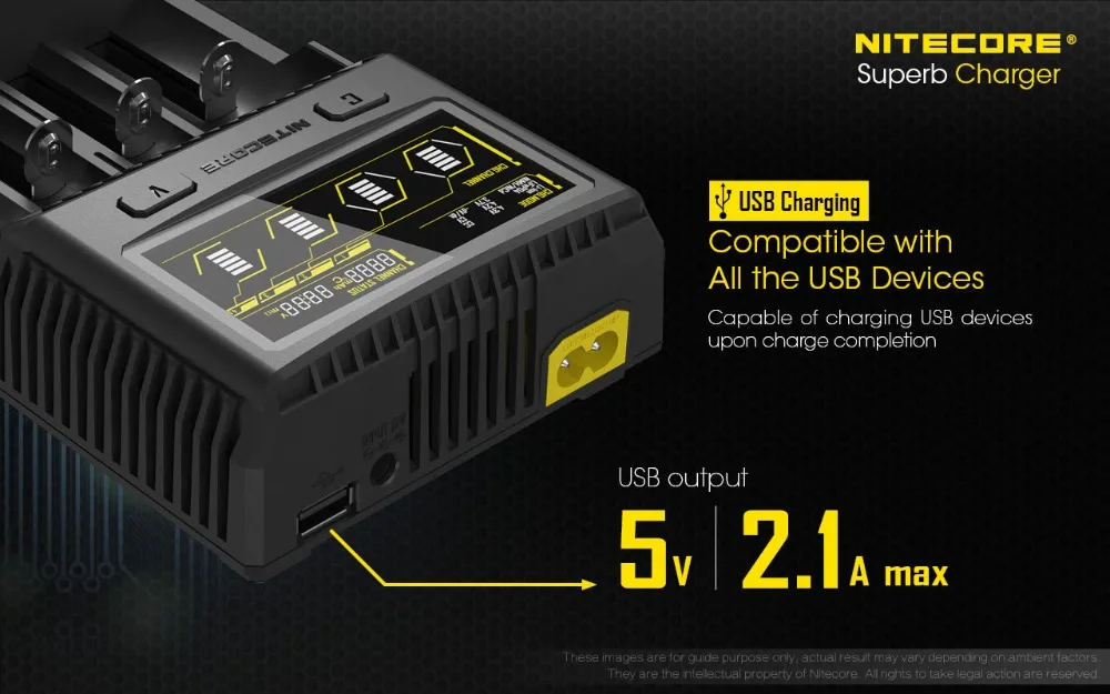 NITECORE SC4 Intelligent Faster Charging Superb Charger with 4 Slots 6A Total Output Compatible IMR 18650 14450 16340 AA Battery