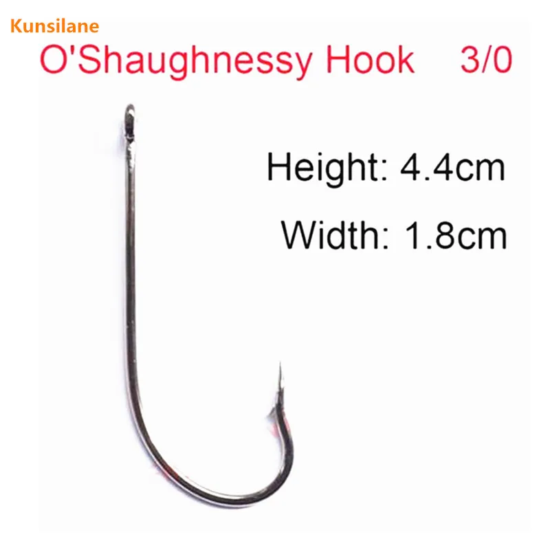 100pcs 3/0 High Carbon Steel Sharpened O'shaughnessy  Octopus Fishing Hooks with Black Coating offset fishhooks