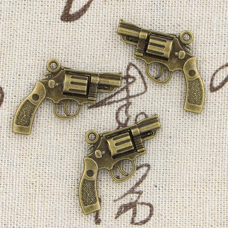 5pcs Charms Pistol Revolver Gun 29x22mm Antique Tibetan Bronze Pendant Findings Accessories DIY Vintage Choker Jewelry