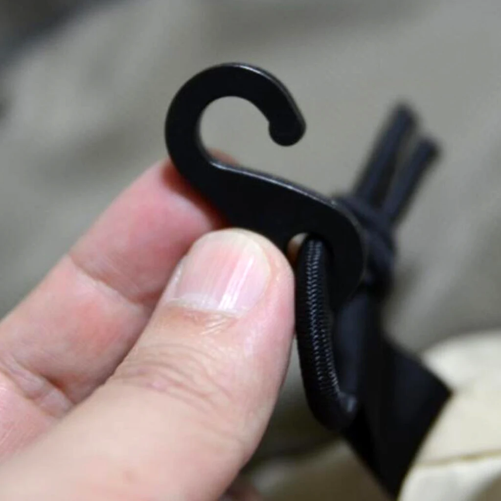 10 Pcs Plastic Shock Backpack Bungee Cord Karabiner Hook Elastic Cord Rope End Buckle Camping Tent Fasten Hanging Tool Accessory