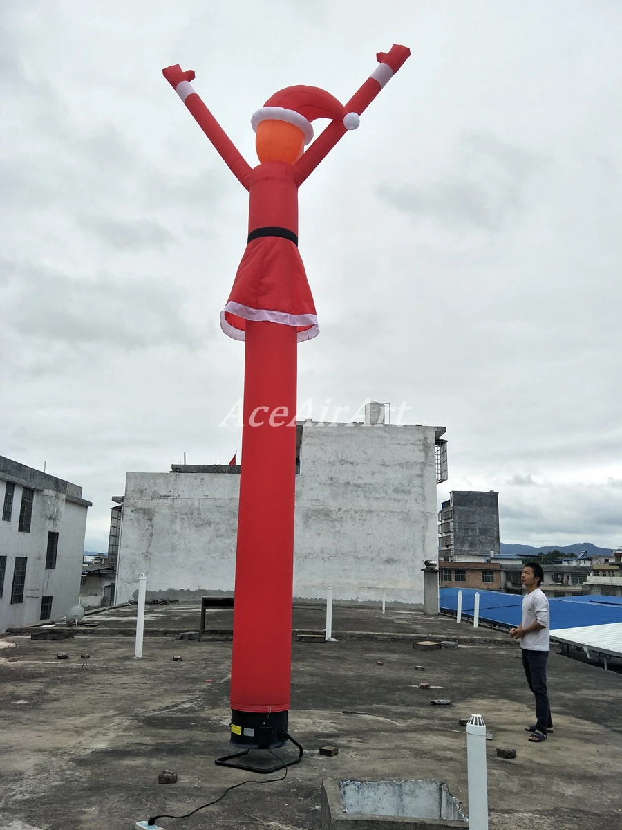 Danza inflable gigante del cielo del aire de Papá Noel de 6m de alto para la publicidad y la decoración de la Navidad