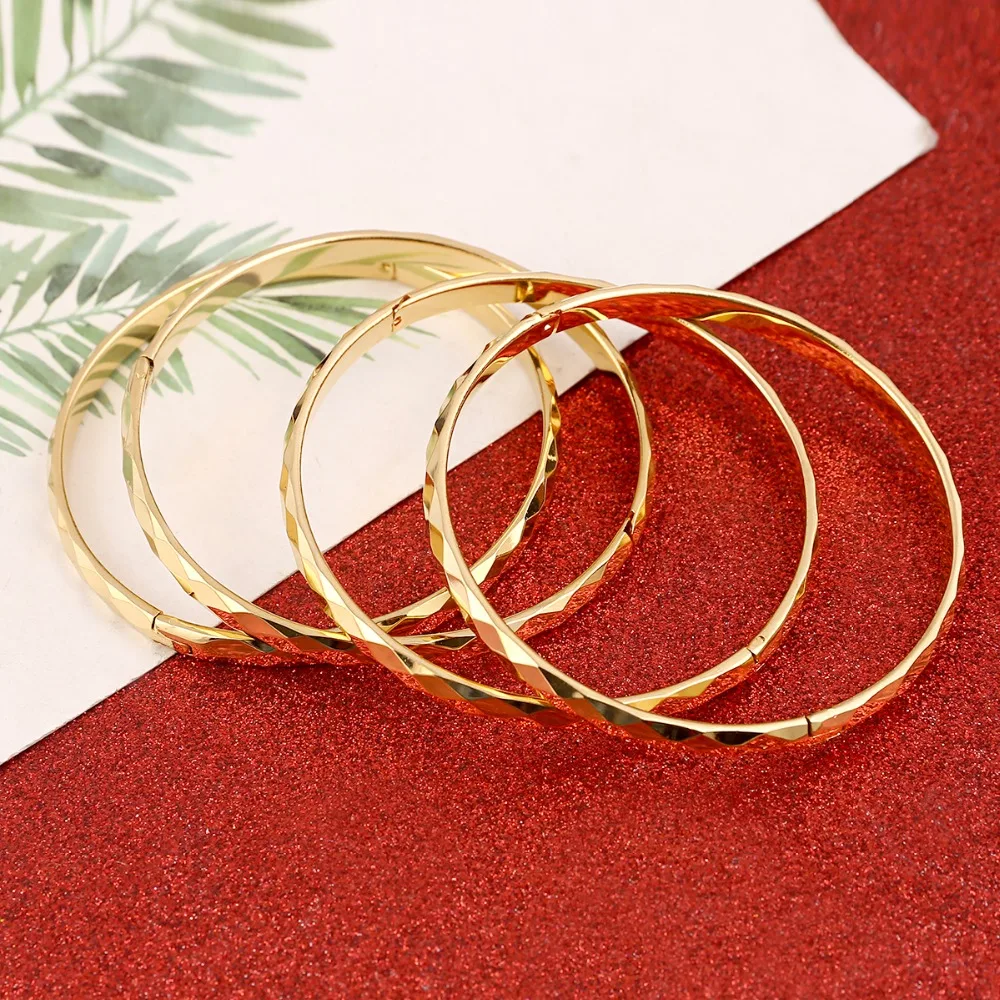 4pcs Ethiopian Jewelry Gold Color Bangles Dubai Gold Jewelry Bangles For African Bangles & Bracelets for Women Gifts