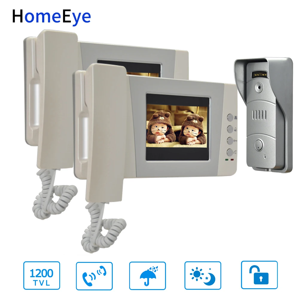 Handheld 4'' Video Door Phone Video Intercom Door Bell Home Access Control System 1-2 1200TVL Home Surveillance System Wholesale