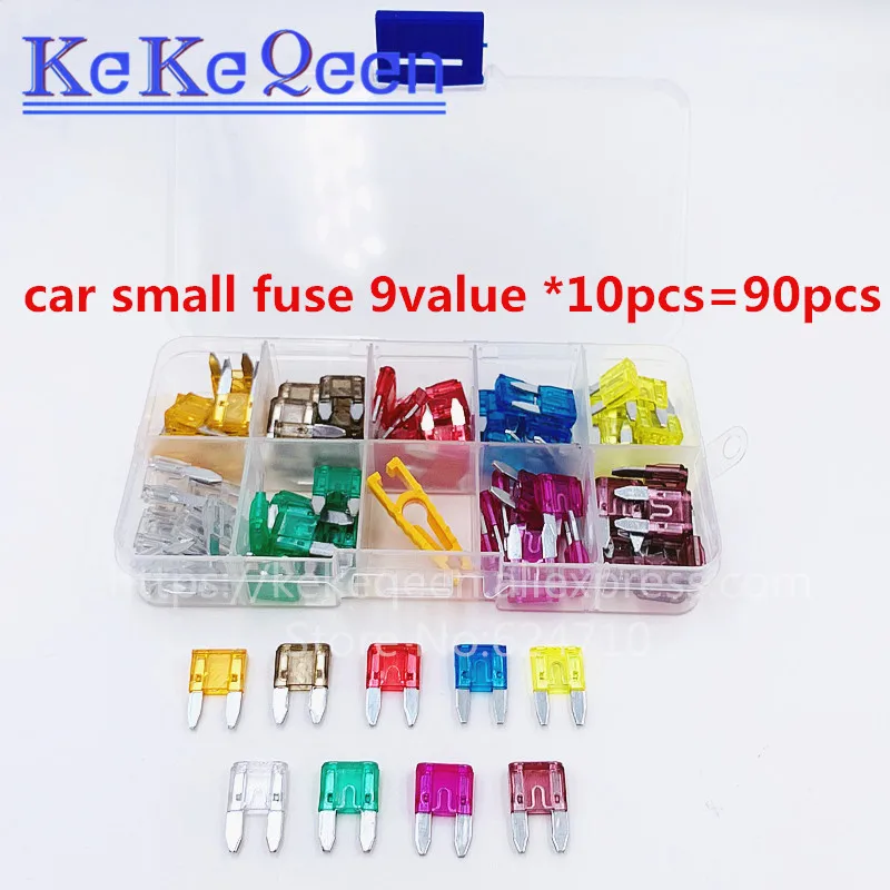 

90pcs/lot Truck Car Small Fuses 5A 7.5A 10A 15A 20A 25A 30A 35A 40A Plastic Box Assortment Standard Automotive Boat Truck Blade