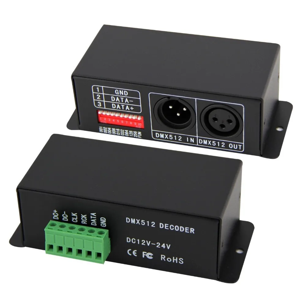 Free shipping DMX512 data decoder adopted DMX-WS2801 DMX-SPI Decoder;support WS2801,WS2803 drving IC