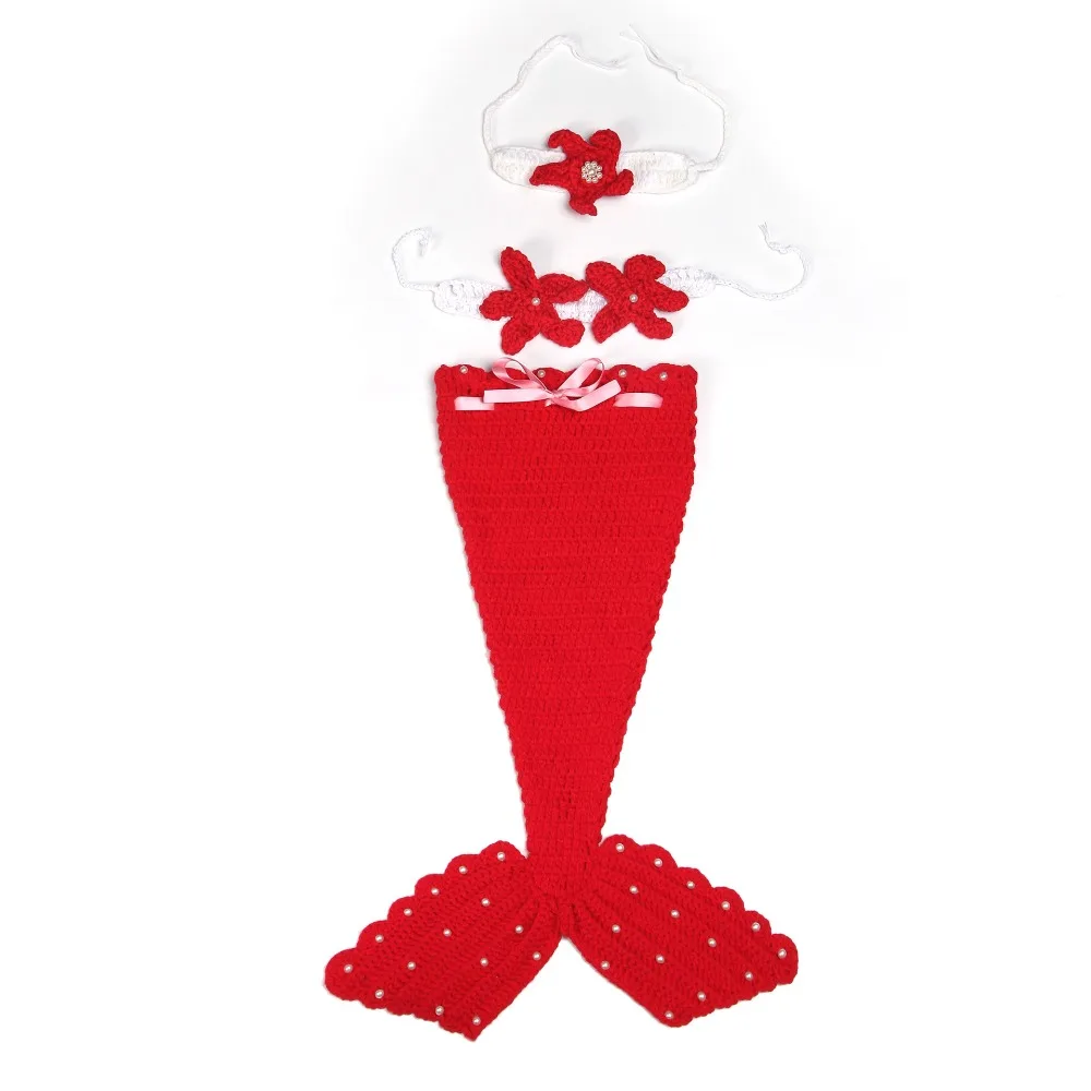 Wool Newborn Clothes Mermaid Costumes Photo Props Baby Receiving Blankets Crochet Infant Sleepsack Baby Swaddling accessories