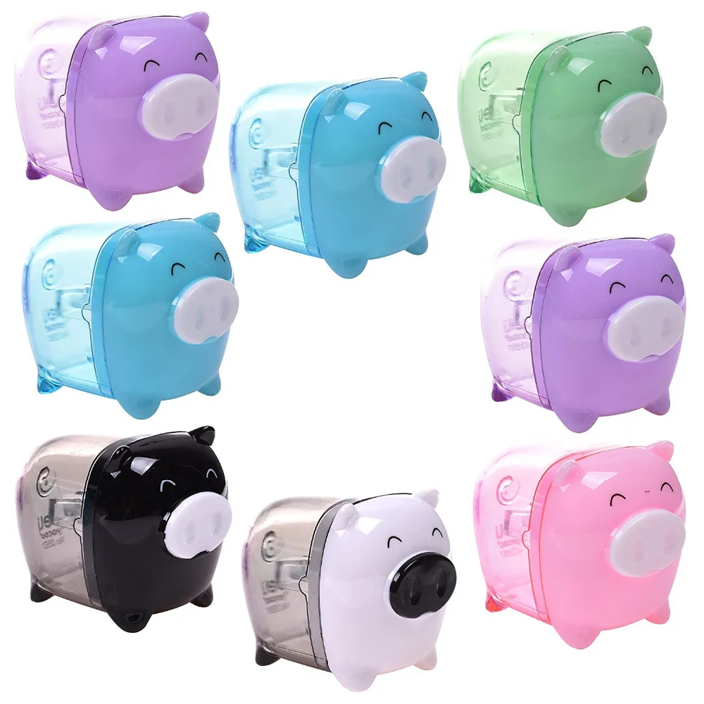 Multi Colors Plastic Mini Cute Happy Pig Pencil Sharpener