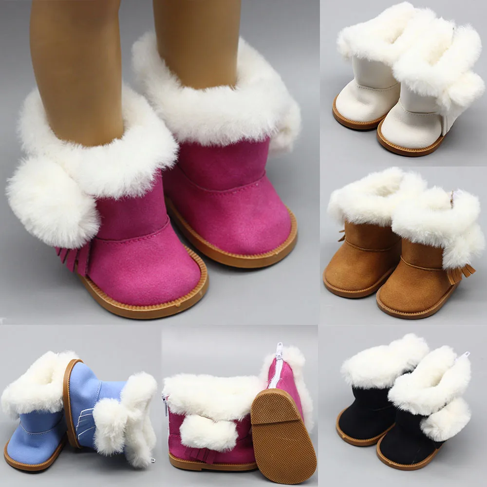 43Cm Height Girls Doll Snow Boots White Rose-red Brown Black Blue Shoes Suit for 18\