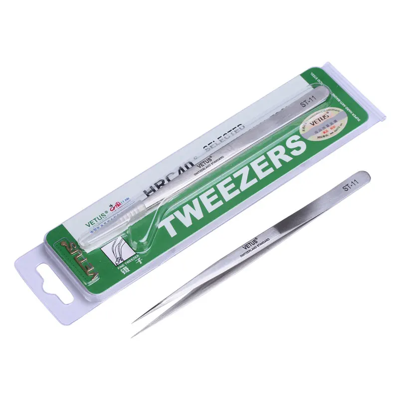 Precision Stainless Steel Tweezers Diy Vetus Switzerland Tweezers Herramientas Repair Tools ST-11