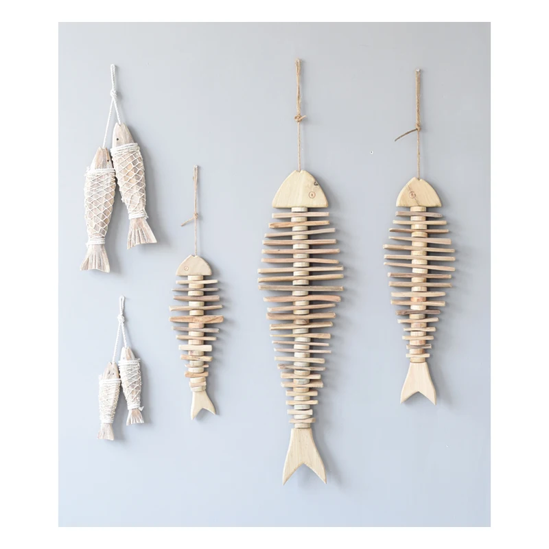 Scandinavian Hanging Decoration Vintage Wooden Crafts Fish Decorations Nordic Style Retro Home Stay Living Room Wall Art Decor