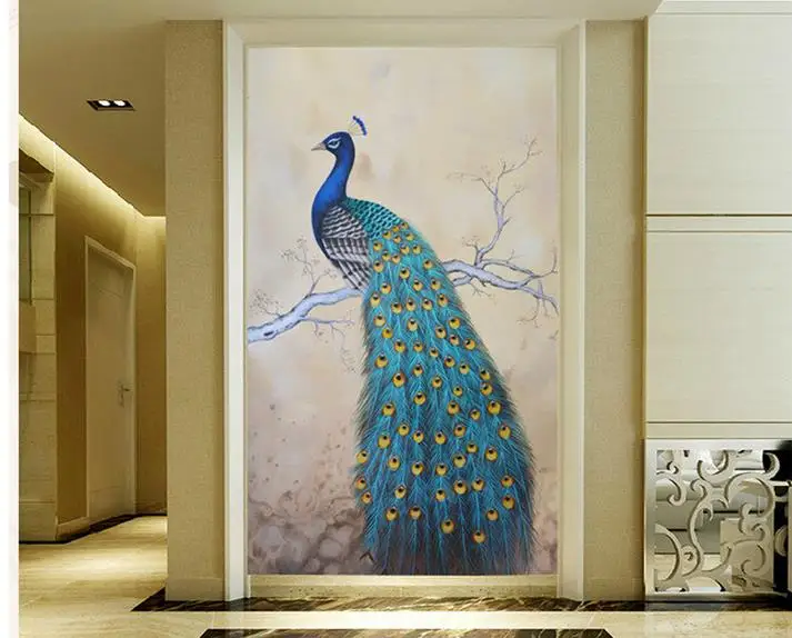 

3d wallpaper for room Peacock oil painting porch photo wallpaper for walls custom 3d wallpaper