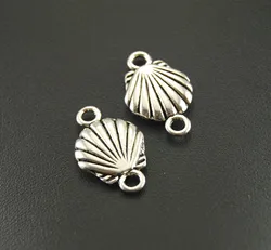 20pcs  Silver Color Plated Charms Pendants Fit Jewelry diy Alloy Shell Connector  15x24mm A359