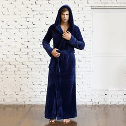 Mens and Womens Long Robe Flannel Ultra Long Floor Length Big Size Hooded Sleepwear Robes Bathrobe Lounge Wear Nightwear Gown