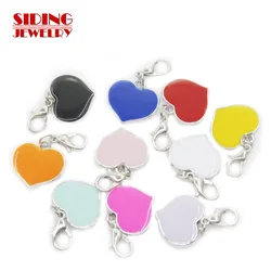 Mix 10 Color 3pcs Heart Enamels Dangle Charms Lobster Clasp DIY Bracelet Necklace Pendants Jewelry Accessories