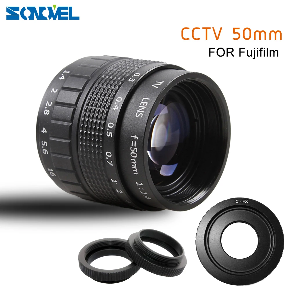 

50mm F1.4 CCTV TV Movie lens+C Mount+Macro ring for Fuji Fujifilm X-E2 X-E1 X-Pro1 X-M1 X-A3 X-A2 X-A1 X-T1 C-FX