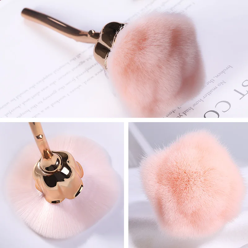 Brosses à Blush tête de Rose pour Nail Art, brosse à poussière pour manucure en métal, outil de beauté à la mode, accessoires pour ongles en Gel, livraison directe
