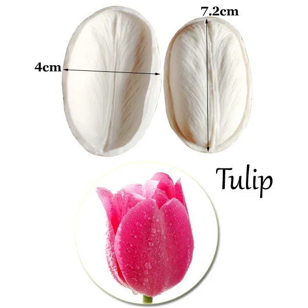 New Tulip Veiner Silicone Mold Silicone Fondant Mould Cake Decorating Baking Cutter Molds Candy Tool CS267