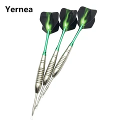 Yernea-dardos puntiagudos profesionales de acero, barril de dardos plateados niquelados, ejes de aluminio, 3 piezas, 22g
