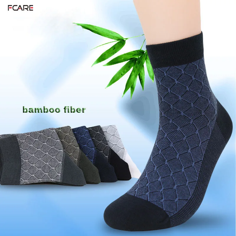 

10PCS=5 pairs bamboo fiber Men's Business Socks Spring and Autumn Men's Dress crew Socks