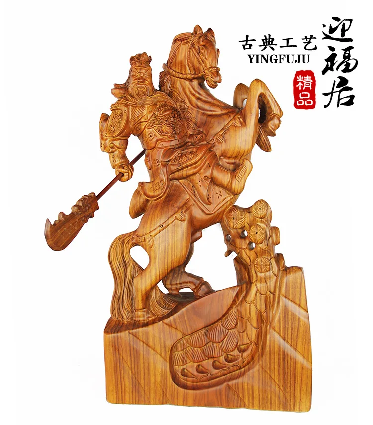 Wu Guan pear riding rosewood handicrafts carved wood as the God of wealth Home Furnishing Wenwan wooden ornaments jewelry